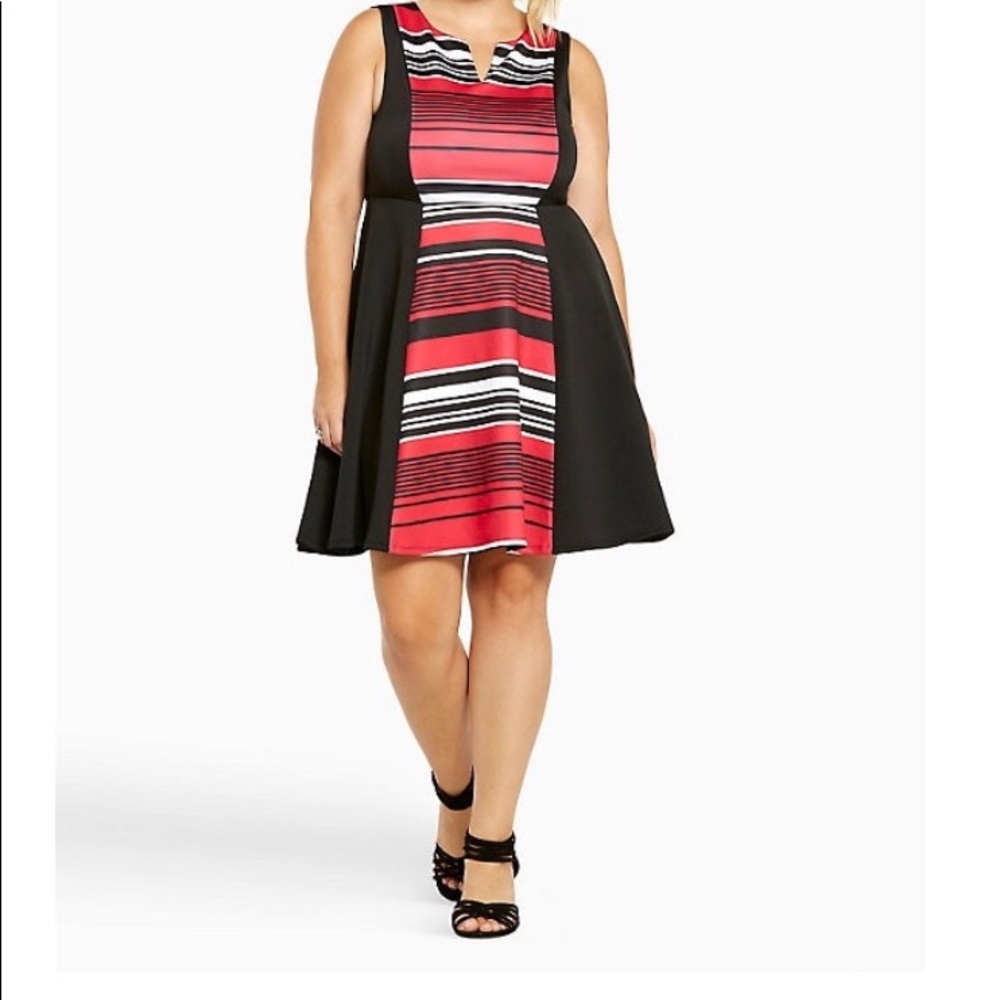 Torrid Striped Scuba Skater Dress